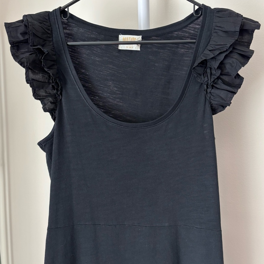 Nation Los Angeles Everleigh Frilly Dress in Jet Black size M - Picture 4 of 16